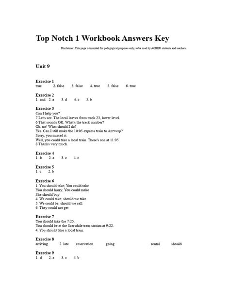 workbook top notch answers