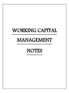 Working Capital Management Notes Ymca University Of