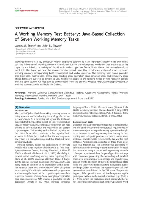 Working Memory Test Battery For Children