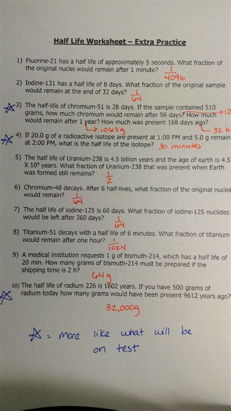 Working With Half Life Answer