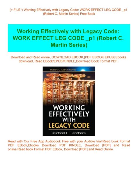 Download Working Effectively With Legacy Code Robert C Martin Series 