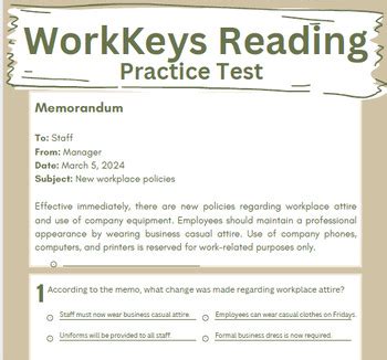 Read Workkeys Practice Reading Oregon 