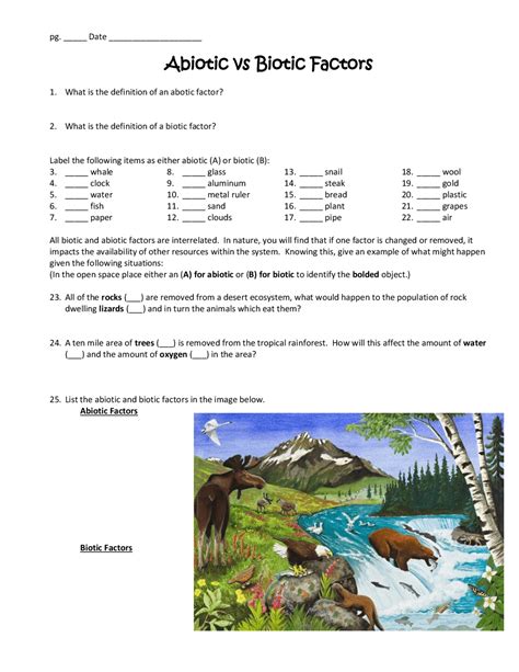 worksheet 1 abiotic versus biotic factors