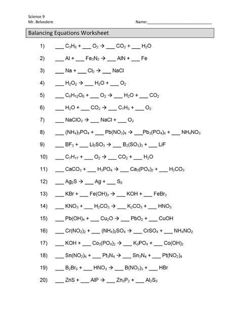 Worksheet Balancing Equations W Answers Studocu Balance Chemical Equations Worksheet Answers - Balance Chemical Equations Worksheet Answers