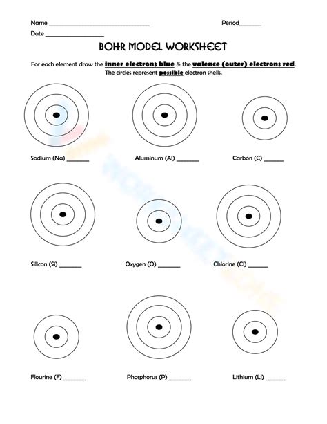 Worksheet Bohr Models