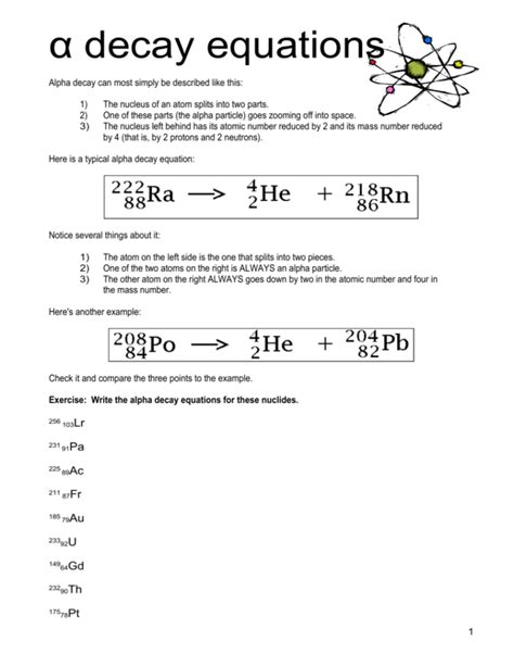 Worksheet Decay Equations Teaching Resources Alpha Beta Decay Worksheet - Alpha Beta Decay Worksheet