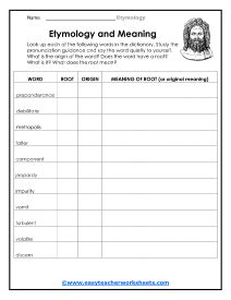 Worksheet Etymology Origin And Meaning Of Worksheet By Word Origin Worksheet - Word Origin Worksheet