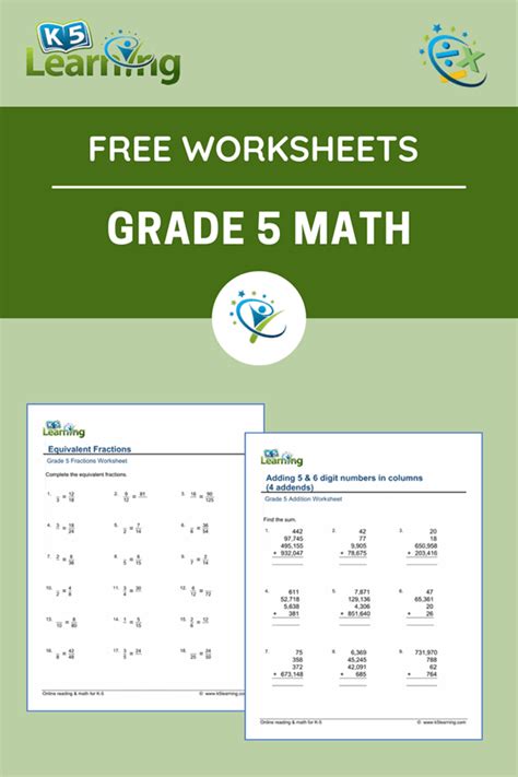 Worksheet Grade 5   Free Worksheets K5 Learning - Worksheet Grade 5