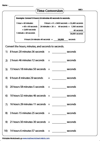 Worksheet On Conversion Of Time Convert Into Hours Time Conversion Worksheet - Time Conversion Worksheet