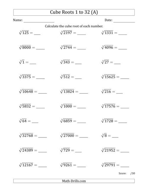 Worksheet On Cube Root Cube Roots Problems With Cube Roots Worksheet With Answers - Cube Roots Worksheet With Answers