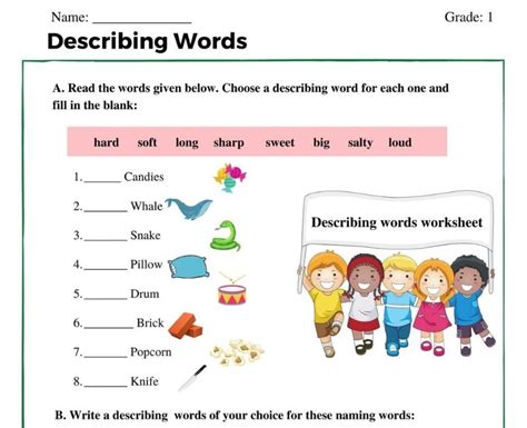 Worksheet On Describing Words Class 1 English Grammar Descriptive Sentences Worksheet Grade 2 - Descriptive Sentences Worksheet Grade 2