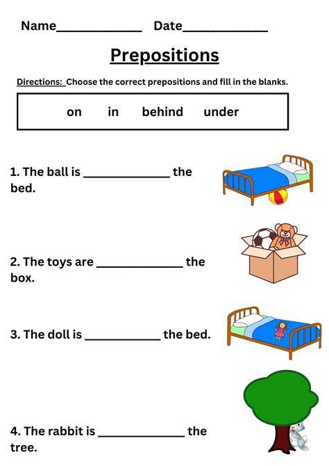 Worksheet On Preposition For Class 5 With Answers
