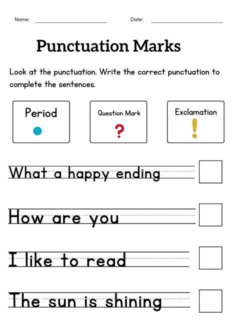 Worksheet On Punctuation For Class 3