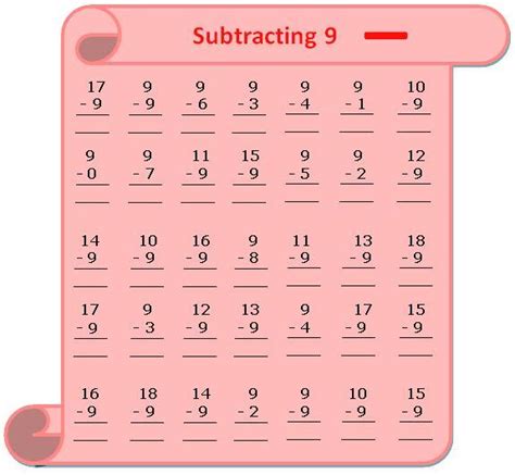 Worksheet On Subtracting 9 Math Only Math Subtracting 9 Worksheet - Subtracting 9 Worksheet