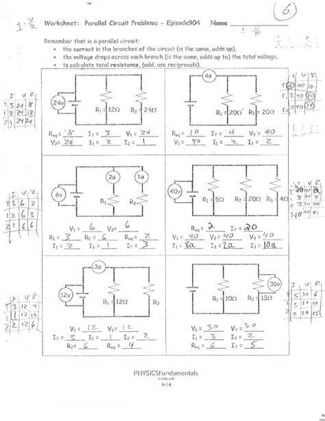 Worksheet Parallel Circuit Problems Episode 904 Answer Key Circuits Worksheet Answer Key - Circuits Worksheet Answer Key