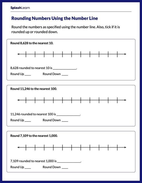 Worksheet Set Rounding Using A Vertical Number Line Rounding Using A Number Line Worksheet - Rounding Using A Number Line Worksheet