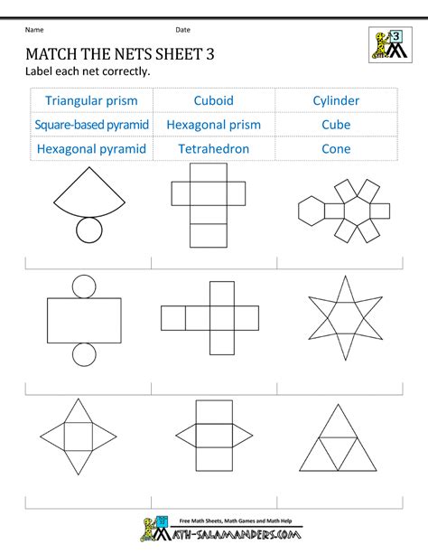 Worksheet Shapes And Nets Common Core Math 7th Grade Nets Worksheet - 7th Grade Nets Worksheet