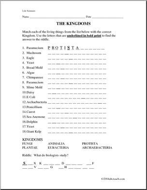 Worksheet Six Kingdoms Abcteach 6 Kingdoms Worksheet - 6 Kingdoms Worksheet
