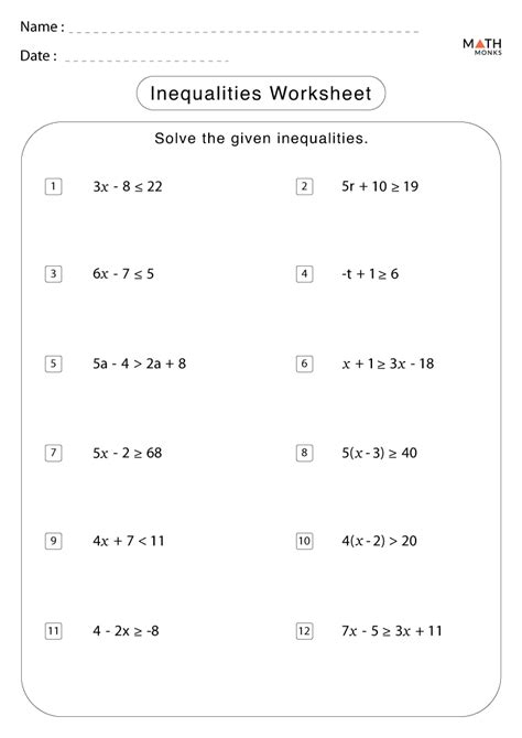 Worksheet Solving Inequalities Using Multiplication And Multiplication And Division Inequalities - Multiplication And Division Inequalities