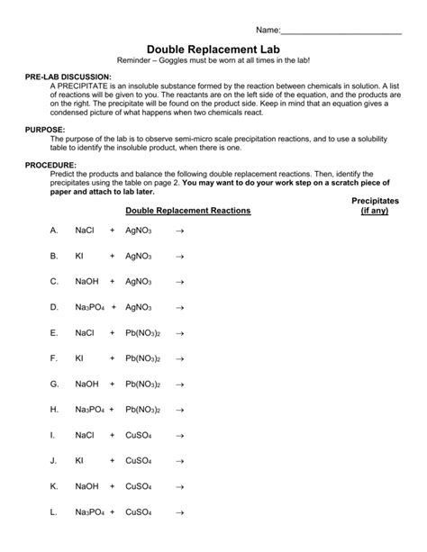 Download Worksheet 5 Double Replacement Reactions Answers 