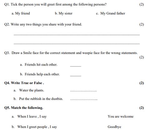 Worksheets For Class 1 Moral Science Studiestoday Moral First Grade Worksheet - Moral First Grade Worksheet