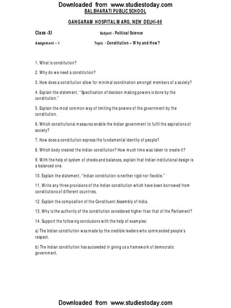 Worksheets For Class 11 Political Science Studiestoday Political Science Worksheets - Political Science Worksheets