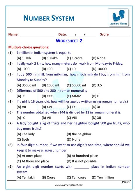 Worksheets For Class 9 Number System Studiestoday The Number System Worksheet Answer Key - The Number System Worksheet Answer Key