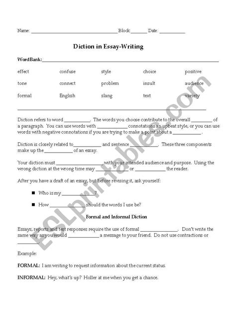 Worksheets Made By Teachers Diction Worksheet Grade 8 - Diction Worksheet Grade 8