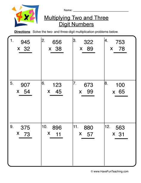 Worksheets Multiplication By 3 Digit Numbers Super Teacher Multiply 3 Numbers Worksheet - Multiply 3 Numbers Worksheet