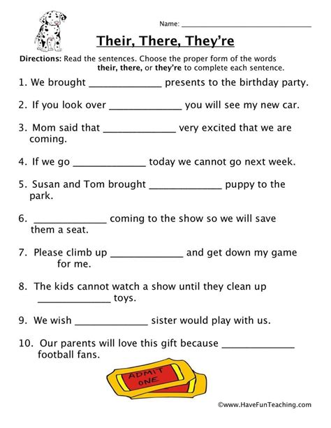 Worksheets Theschoolrun There Their Worksheet - There Their Worksheet