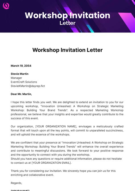 workshop invitation letter example