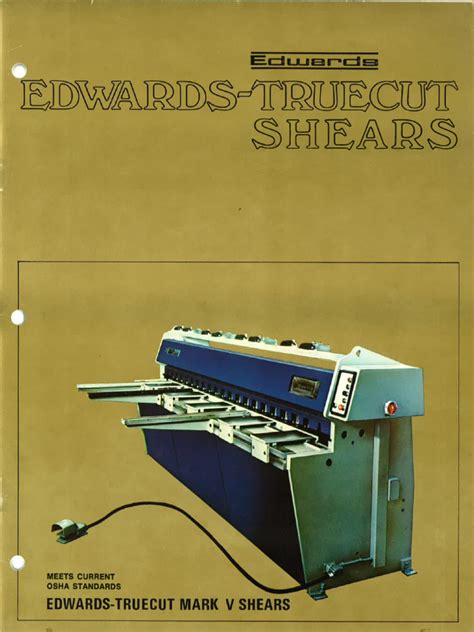 Workshop Manual For Edwards Truecut Guillotine