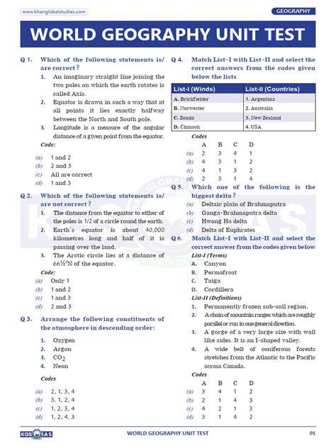 world geography unit 9 test answers