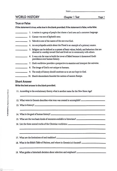 World History Chapter Tests And Answers