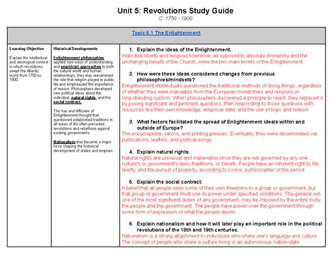 World History Unit 5 Study Answers