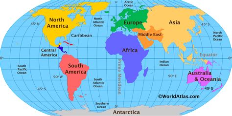 World Map Continents And Oceans Printable