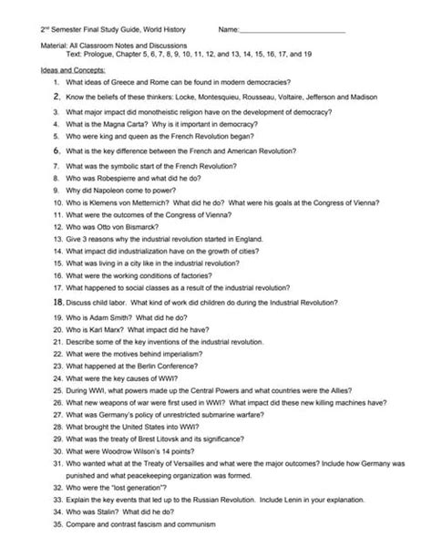 world war final study guide