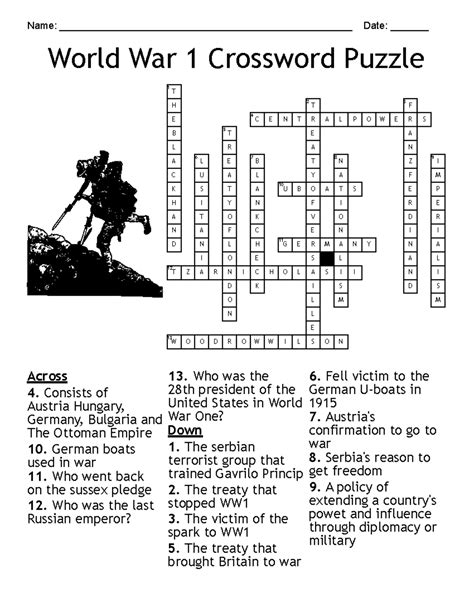 world war one puzzel answer key
