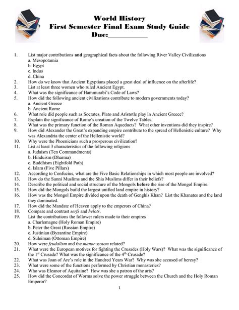 Download World History 1 Study Guide Answers Final 