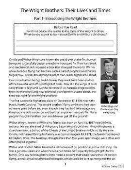 wright brothers biography informational text examples