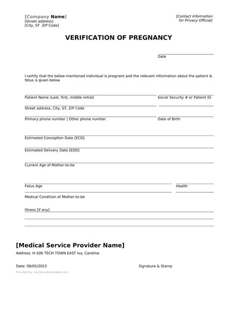 Writable Proof Of Pregnancy Papers