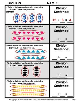 Write A Division Number Sentence Writing Division - Writing Division