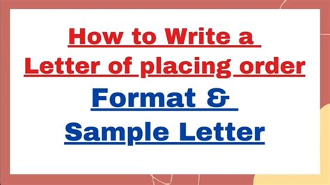 Write A Letter On Placing An Order