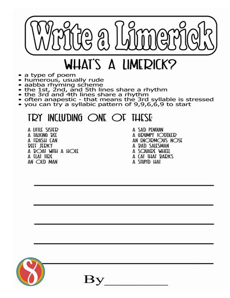 Write A Limerick Worksheet Education Com Fill In The Blank Limericks - Fill In The Blank Limericks