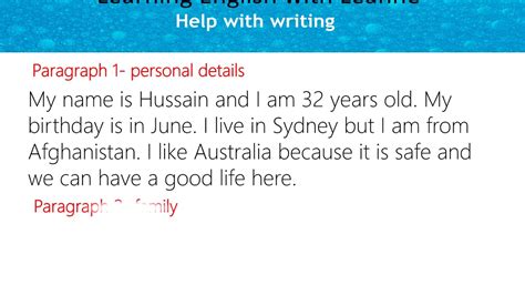 Write A Paragraph About Yourself
