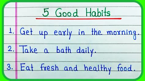 Write Five Good Habits