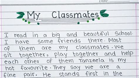 Write Paragraph About Your Classmate Friend