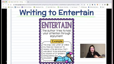 Write To Entertain As Well As To Inform Writing To Entertain - Writing To Entertain
