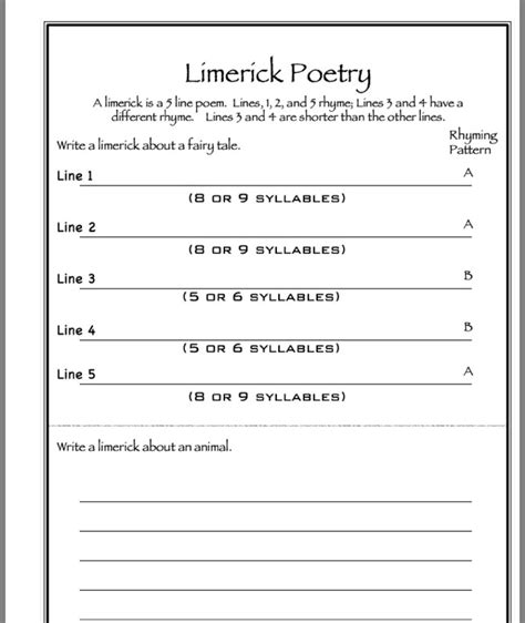Write Your Own Limerick Worksheet Education Com Fill In The Blank Limericks - Fill In The Blank Limericks