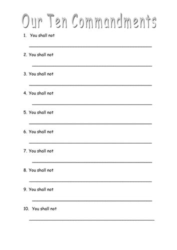 Write Your Own Ten Commandments Writing Worksheet Twinkl 10 Commandments Worksheet - 10 Commandments Worksheet